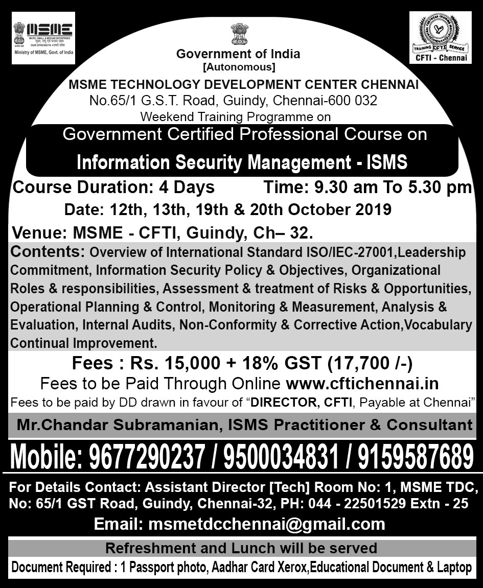 MSME – Information Security Management Training